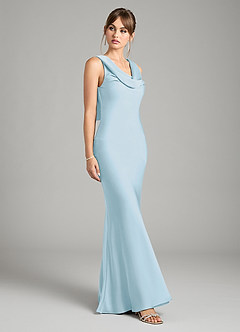 Azazie Rylina Bridesmaid Dresses Sky Blue Mermaid Stretch Satin Dress image5