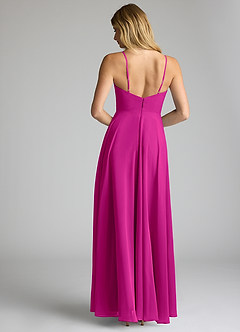 Azazie Akita Bridesmaid Dresses Fuchsia A-Line Chiffon Dress image4
