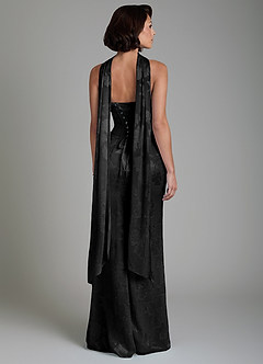 Azazie Ariah Bridesmaid Dresses Black Mermaid Corset Floral Jacquard Burnout Dress image8