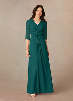 Azazie Yessica Mother of the Bride Dresses Peacock A-Line Sequins Chiffon Dress image1