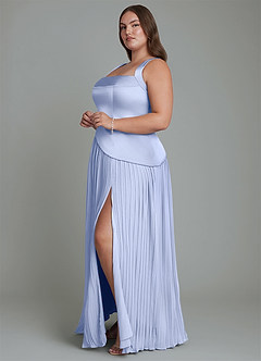 Azazie Stephanie Brautjungfernkleider A-Linie Plissee Stretch-Satin Kleid Eis image10