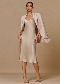 front Margaret Gelbbraun Blazer aus Baumwoll-Leinen-Mischgewebe