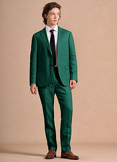 front Harrison Smaragd Anzug aus 100 % Leinen