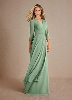 Azazie Mayfield Vestidos para mãe da noiva Vestir Matchá de Chiffon de Linha A com Plissado image2