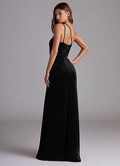 Azazie Eren Bridesmaid Dresses Black Sheath One Shoulder Velvet Dress image5