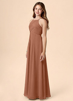 Azazie Ginny Junior Bronzer A-Line Pleated Chiffon Dress image3
