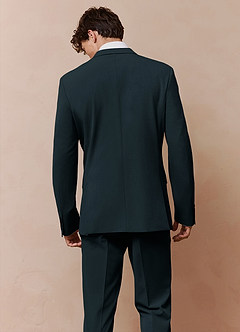 front Savile Dark Green Wool Blend Suit Jacket