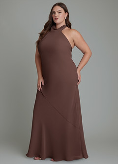 Azazie Velli Bridesmaid Dresses Ganache Mermaid High Neck Chiffon Dress image12