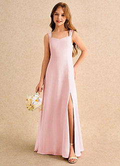Azazie Makani Junior Formal Flower Girl Dresses Blushing Pink A-Line Sweetheart Neckline Chiffon Dress image5