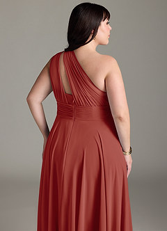 Azazie Charlize Bridesmaid Dresses Terracotta A-Line One Shoulder Chiffon Dress image13