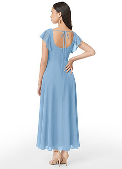 Azazie Bondi Bridesmaid Dresses Powder Blue A-Line Ruched Chiffon Dress image5