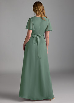 Azazie Zaniah Bridesmaid Dresses Eucalyptus A-Line Chiffon Dress image2