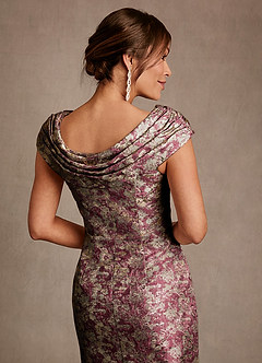 Azazie Irvine Moeder van de bruid jurken A-Lijn Jurk van Bloemenjacquard Geplooid Cabernet image6