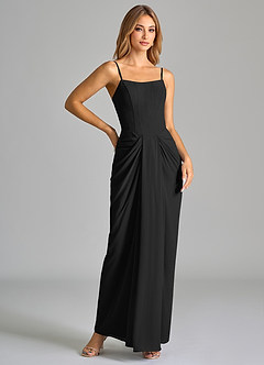 Azazie Anaïs Bridesmaid Dresses Black Sheath Strapless Chiffon Dress image6