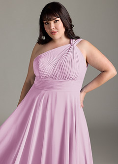 Azazie Charlize Bridesmaid Dresses Candy Pink A-Line One Shoulder Chiffon Dress image12