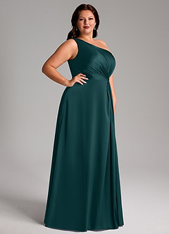Azazie Brooke Bridesmaid Dresses Pine A-Line One Shoulder Stretch Satin Dress image10