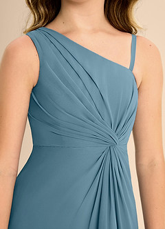 Azazie Brooke Junior Abito A-Line in Chiffon Spacco Laterale Bermuda image7