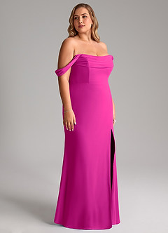 Azazie Saige Vestidos de damas de honor Vestido de Fucsia de Gasa de Corte en A Convertible con Vestidos sin tirantes image12