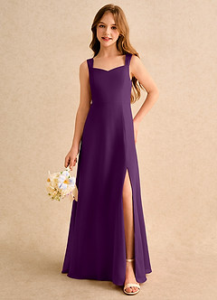 Azazie Makani Girls Formal Flower Girl Dresses Grape A-Line Sweetheart Neckline Chiffon Dress image5
