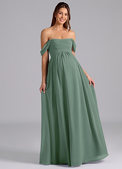 Azazie Saige Maternity Bridesmaid Dresses A-Line Pleated Chiffon Floor-Length Dress image4