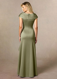 Azazie Anderson Mother of the Bride Dresses Pistachio A-Line Pleated Stretch Satin Dress image2
