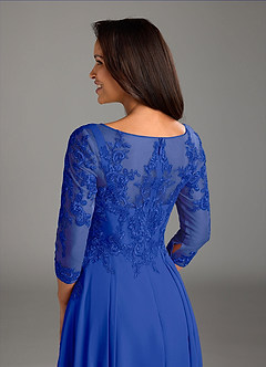 Azazie Marge Mother of the Bride Dresses Royal Blue A-Line Scoop Lace Chiffon Dress image4