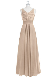 Azazie Pierrette Brautjungfernkleider A-Linie Plissee Chiffon Kleid Taupe image7