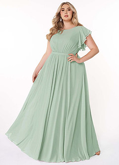 Azazie Daphne Modest Bridesmaid Dresses A-Line Ruffled Chiffon Floor-Length Dress image7