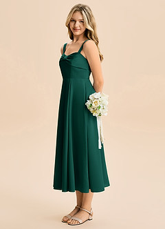 Azazie Ramona Junior Vestido de Esmeralda de Satén Elástico de Corte en A con Escote de Corazón image3