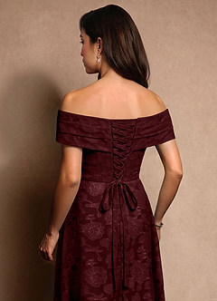 Azazie New Britain Abiti per la Madre della Sposa Abito A-Line in Burnout Floreale Plissettato Cabernet image7