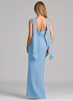 Azazie Calandra Abiti da Damigella Abito Tubino in Chiffon Plissettato Azzurro Polvere image2