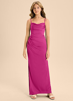 Azazie Mai Junior A-Linie Herzausschnitt Stretch-Satin Kleid Fuchsia image5