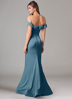Azazie Everly Jurken voor bruidsmeisjes Converteerbaar Jurk van Stretch Satijn met Zeemeermin Off the Shoulder Bermuda image5