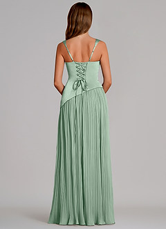 Azazie Stephanie Vestidos de madrinha de casamento Vestido Agave de Cetim elástico de Linha A com Plissado image5