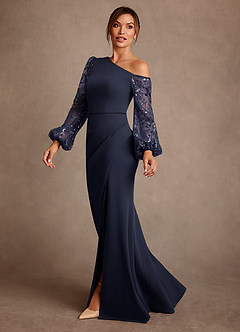 Azazie Cathleen Klänningar till brudens mor Klä Tubklänning i Spets Mörk Marinblå image2