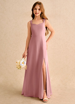Azazie Makani Girls Formal Flower Girl Dresses Dusty Rose A-Line Sweetheart Neckline Chiffon Dress image5