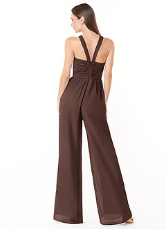 Azazie Berdie Bridesmaid Dresses Ganache Halter Chiffon Jumpsuit image2