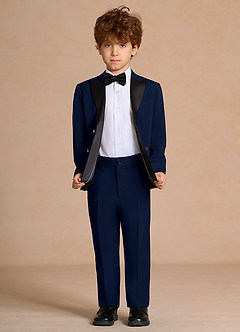 front Michael Bleu Marin Smokings à revers pointus pour garçons