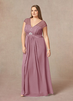 Azazie Star Mother of the Bride Dresses Vintage Mauve A-Line V-Neck sequins Chiffon Dress image8