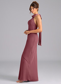 Azazie Velli Abiti da Damigella Abito Sirena in Chiffon Collo alto Rosa Del Deserto image5