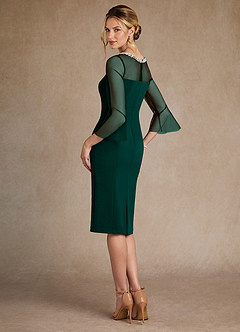 Azazie Bellevue Mother of the Bride Dresses Pine Sheath Beaded Stretch Crepe Dress image3