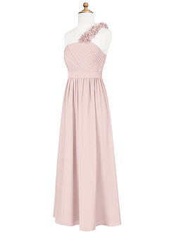 Azazie Flower Junior Blushing Pink A-Line Pleated Chiffon Dress image9