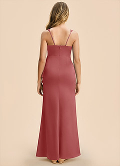 Azazie Adrienne Junior Robe Fourreau en Satin extensible Plissé Antique Rose image2