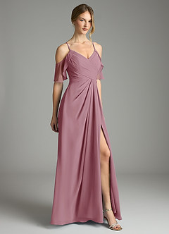 Azazie Dakota Bridesmaid Dresses Vintage Mauve A-Line V-Neck Pleated Chiffon Dress image5