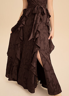 Azazie Peyton Junior Ganache A-Line Pleated Floral Burnout Dress image8