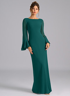 Azazie Leone Bridesmaid Dresses Peacock Mermaid Corset Chiffon Dress image4