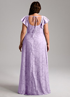 Azazie Bondi Bridesmaid Dresses Lilac A-Line Side Slit Floral Burnout Dress image8