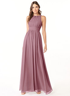 Azazie Luz Bridesmaid Dresses Vintage Mauve A-Line Lace Chiffon Dress image3