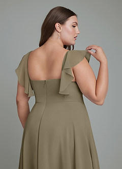 Azazie Leilani Bridesmaid Dresses Willow Green A-Line Pleated Chiffon Dress image12