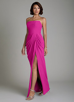 Azazie Nyra Abiti da Damigella Abito Tubino in Chiffon Corsetto Fucsia image6